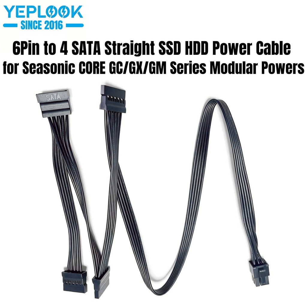 6Pin ถึง 4 SATA ตรง SSD HDD สายไฟสําหรับ Seasonic CORE 650W, 550W, 500W GX/GC/GM Series Modular PSUs