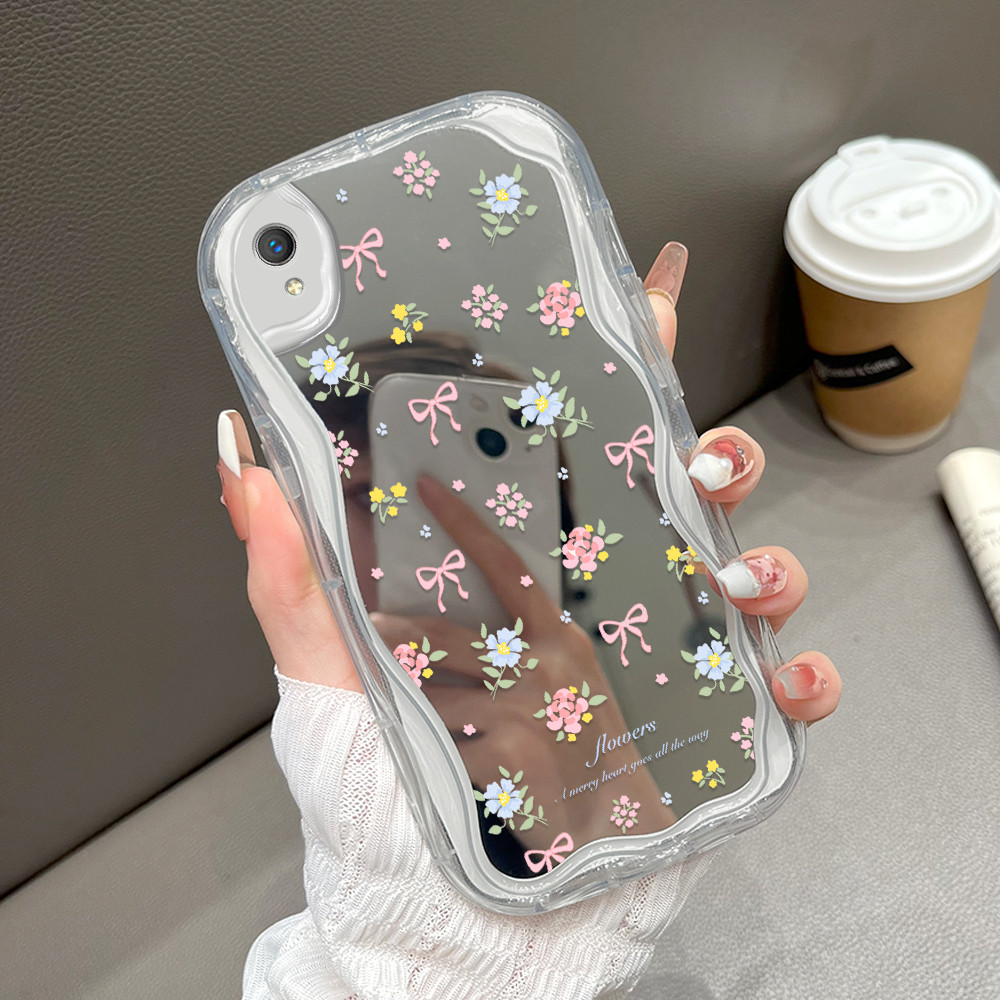 VIVO Y1S Y91C สําหรับกระจก Softcase กรณี HP โทรศัพท์ Kesing กระจกปลอก Bunga 5347 JZ