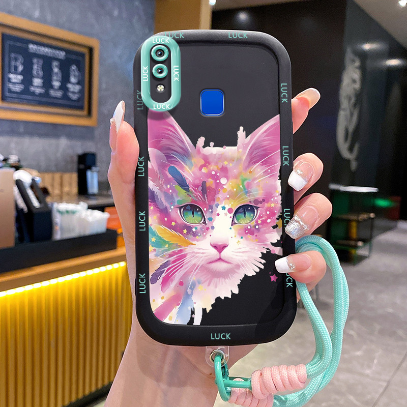เคสโทรศัพท์ HP สําหรับ VIVO Y91 Y91i Y93 Y95 Y91C Y1S Y90 กรณีรูปแบบแมวที่มีสีสันซิลิโคนเคสโทรศัพท์ส