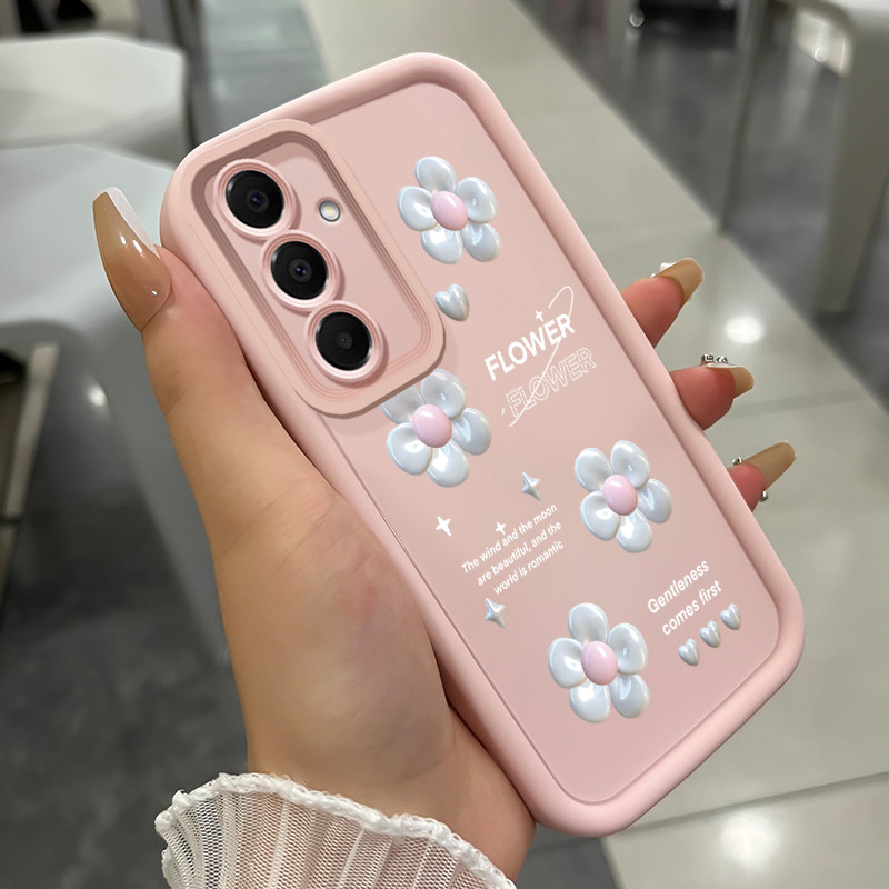 เคสสำหรับ Samsung A16 4G A16 5G เคสโทรศัพท์ดอกไม้รูปหัวใจสามสีซิลิโคนกันกระแทก - รูปที่ 2