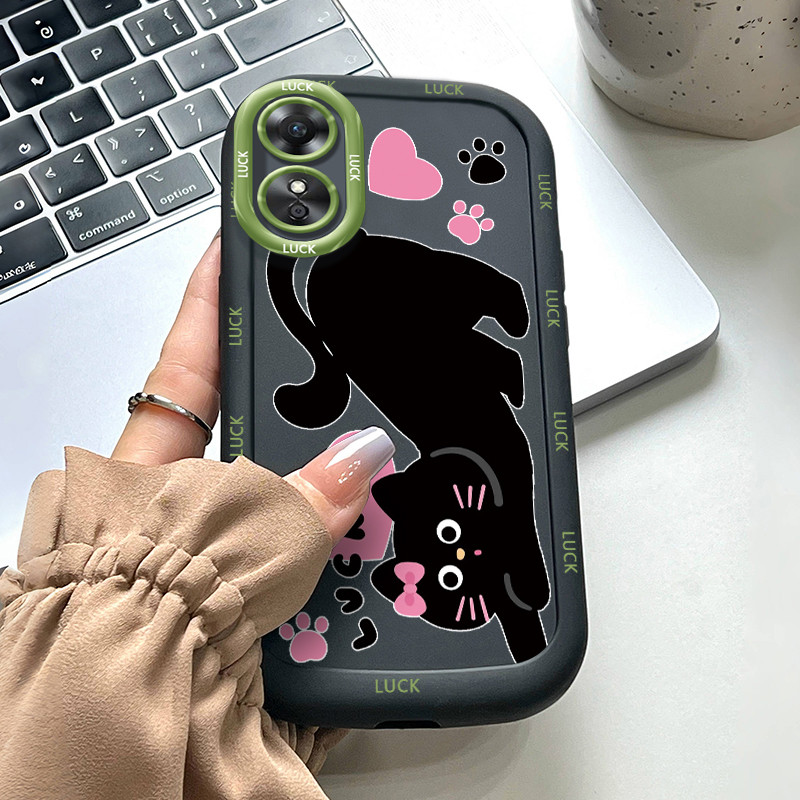 เคสสำหรับ OPPO A17 A17K เคสโทรศัพท์แมวน่ารักซิลิโคนซอฟต์เชลล์กันกระแทก