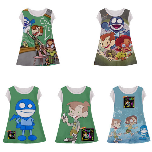Chalk Zone 3D Halfprint Tunic Dress for Girls with Anime Motif อายุ 1-12 ปี - Sarana 3D