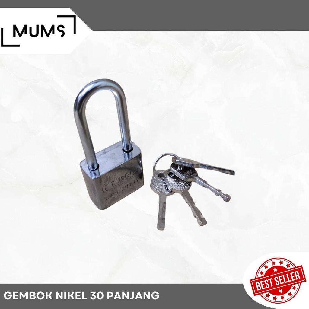 LIE1301 - Rrt กุญแจนิกเกิลสีขาว ยาว 30 มม. (คอยาว) กุญแจโครเมี่ยม ล็อคประตูบ้าน รั้ว ประตูโกดัง ยาว 