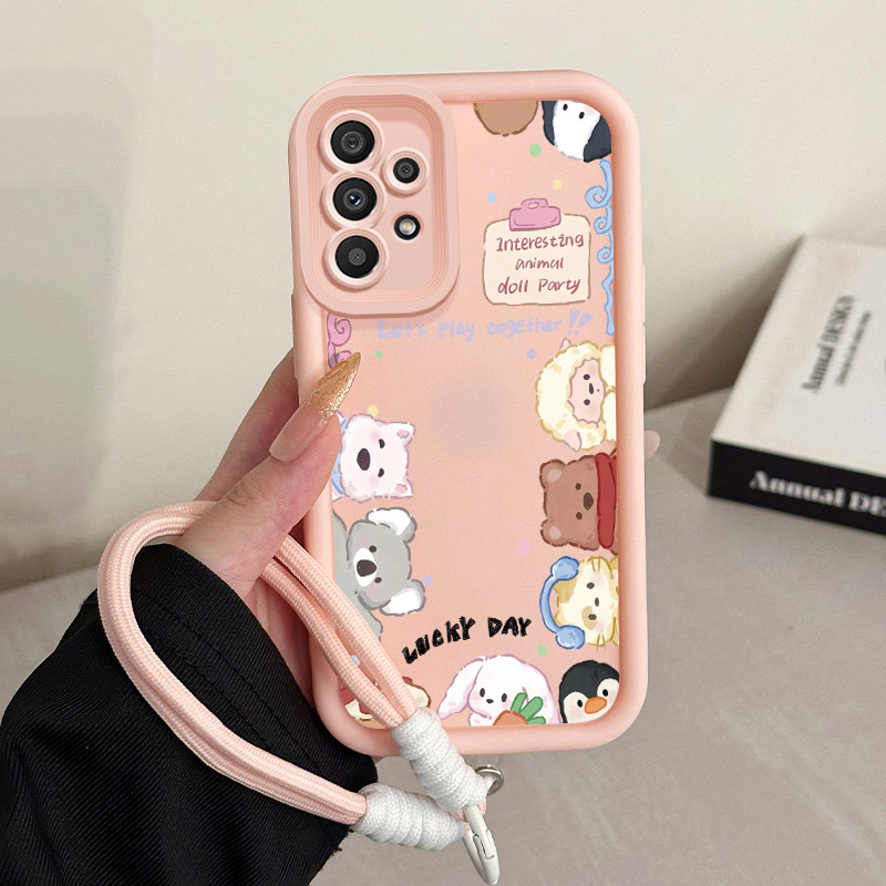 เคสสำหรับ Samsung Galaxy A33 5G A34 5G A53 5G A54 5G A23 A32 เคสโทรศัพท์สัตว์น่ารักสายคล้องสามสีซิลิโคนกันกระแทก ราคา ถูกที่สุด ดีลบีเคเค แกลเลอรีภาพที่ 3
