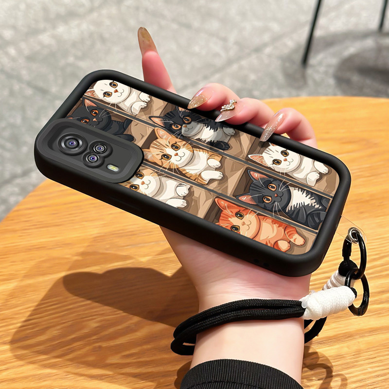 เคสสำหรับ VIVO Y51 2020 Y51A 2020 Y31 2020 Y53s Y33 เคสโทรศัพท์แมวน่ารักซิลิโคนสายคล้องกันกระแทก