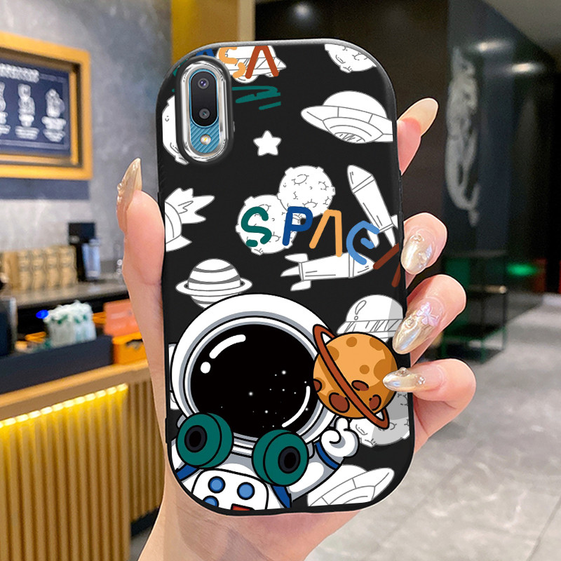 เคสสำหรับ Samsung Galaxy A02 M02 เคสโทรศัพท์กลมและอ้วนนักบินอวกาศเสื้อแจ็กเก็ตผ้านุ่ม