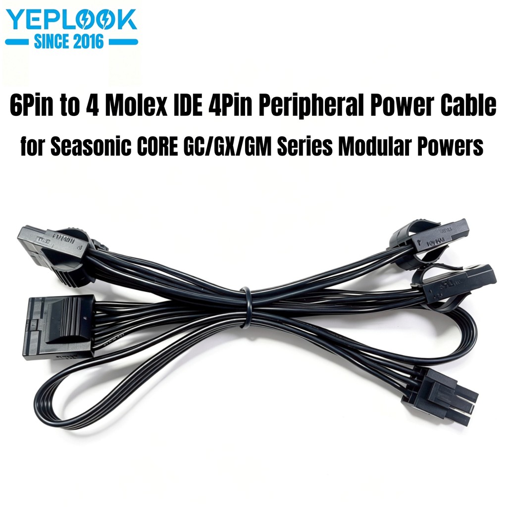 6Pin ถึง 4 Molex IDE 4Pin ตรง PATA อุปกรณ์ต่อพ่วงสายไฟสําหรับ Seasonic CORE GM/GC/GX 650W, 550W, 500