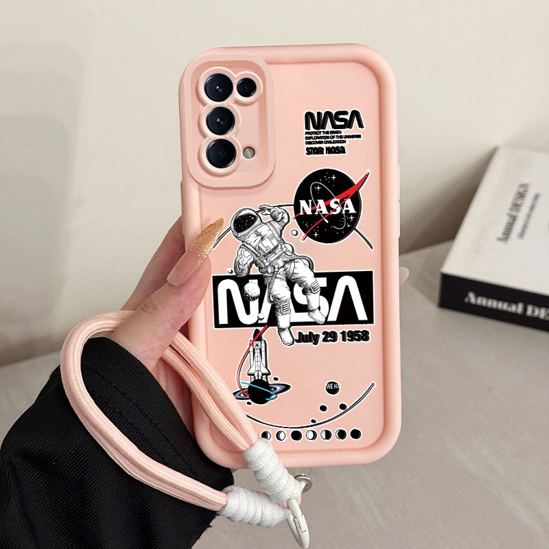 เคสสำหรับ OPPO Reno 5 4G Reno 5 5G Reno 5K 5G เคสโทรศัพท์มนุษย์อวกาศซิลิโคนสายคล้องกันกระแทก