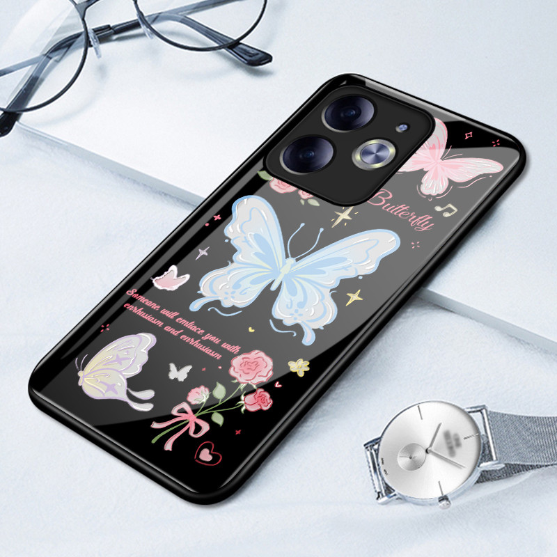 เคสสำหรับ Tecno Pova 6 Pova 6 Pro Pova 6 Neo เคสโทรศัพท์แก้วผีเสื้อป้องกันการตกช็อตเต็ม