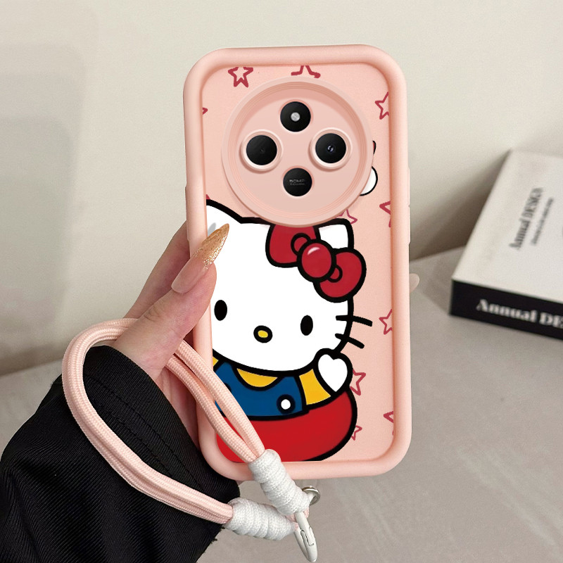 เคสสำหรับ Xiaomi Redmi 14C 4G 14C 5G A3 Pro 4G A4 5G POCO C75 เคสโทรศัพท์แมววีรบุรุษการ์ตูนสายคล้องสามสีซิลิโคนกันกระแทก
