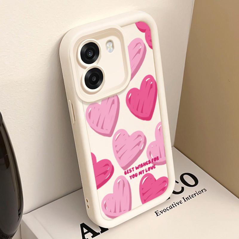 HPเคสโทรศัพท์สําหรับOPPO A6 4G A6 5G A6X 5G A6T 5G A6T Pro A6C A6s A6K 5G K14 K14X 5Gกรณีหัวใจสีชมพู