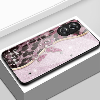 เคสสำหรับ OPPO A17 A17K A18 A38 เคสโทรศัพท์ผีเสื้อเปลือกแก้วกันกระแทก