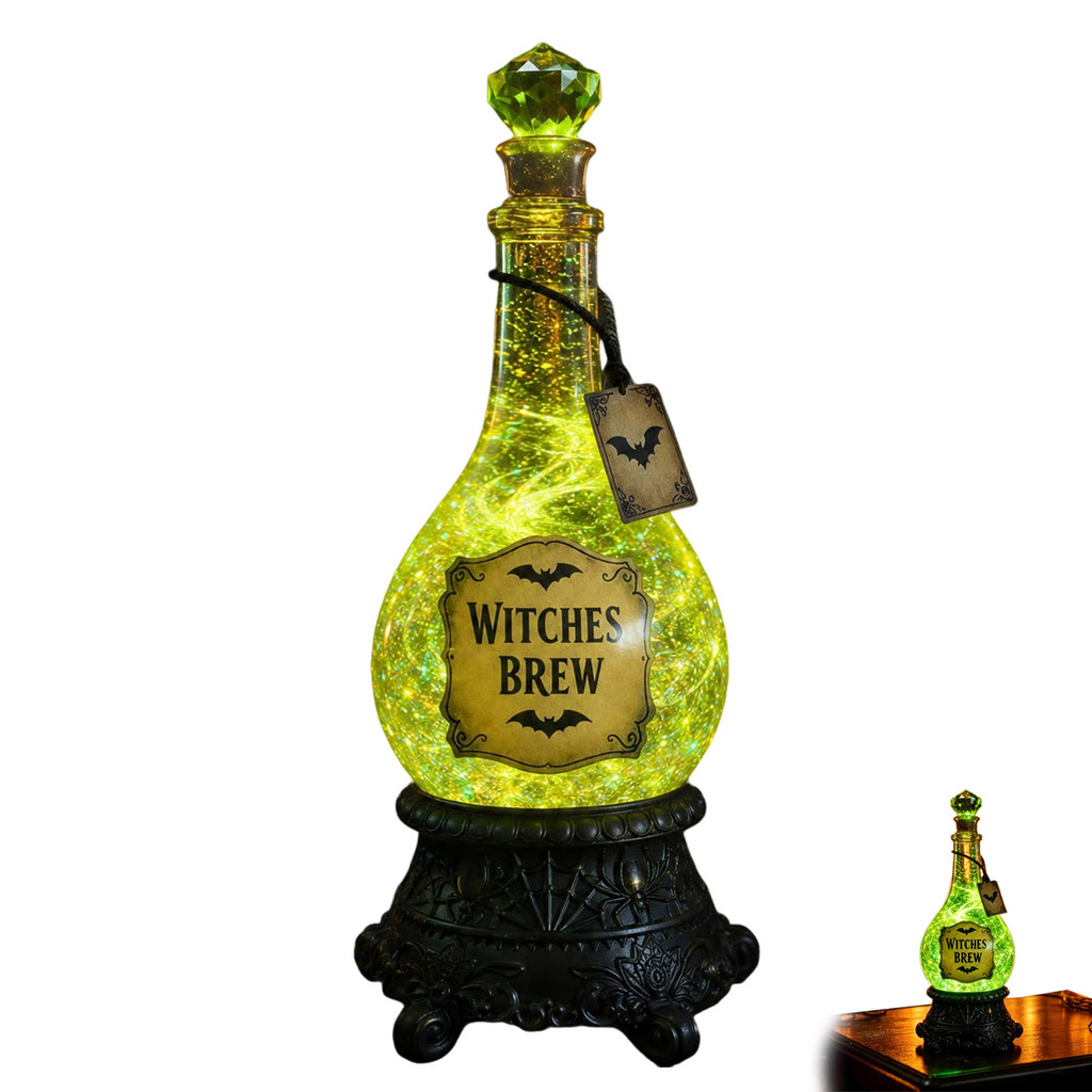 Covergirl Halloween Witches Brew Glitter Potion Bottle Light, เรซิ่น LED Light Up Magic Potion Jar D