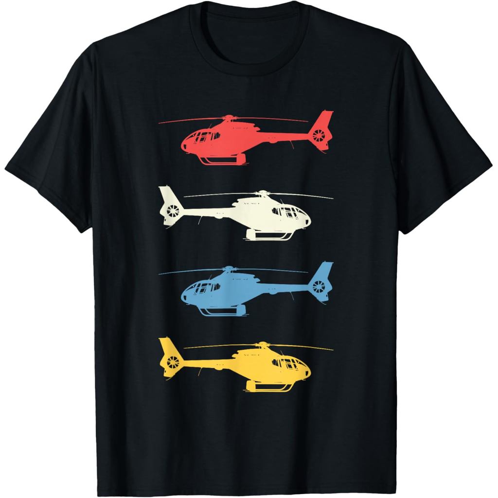 เสื้อยืดผ้าฝ้ายผู้ชาย Helicopter Pilot Vintage Aviation Flying Helicopers Pilots T-Shirt ผ้าฝ้ายคุณภ