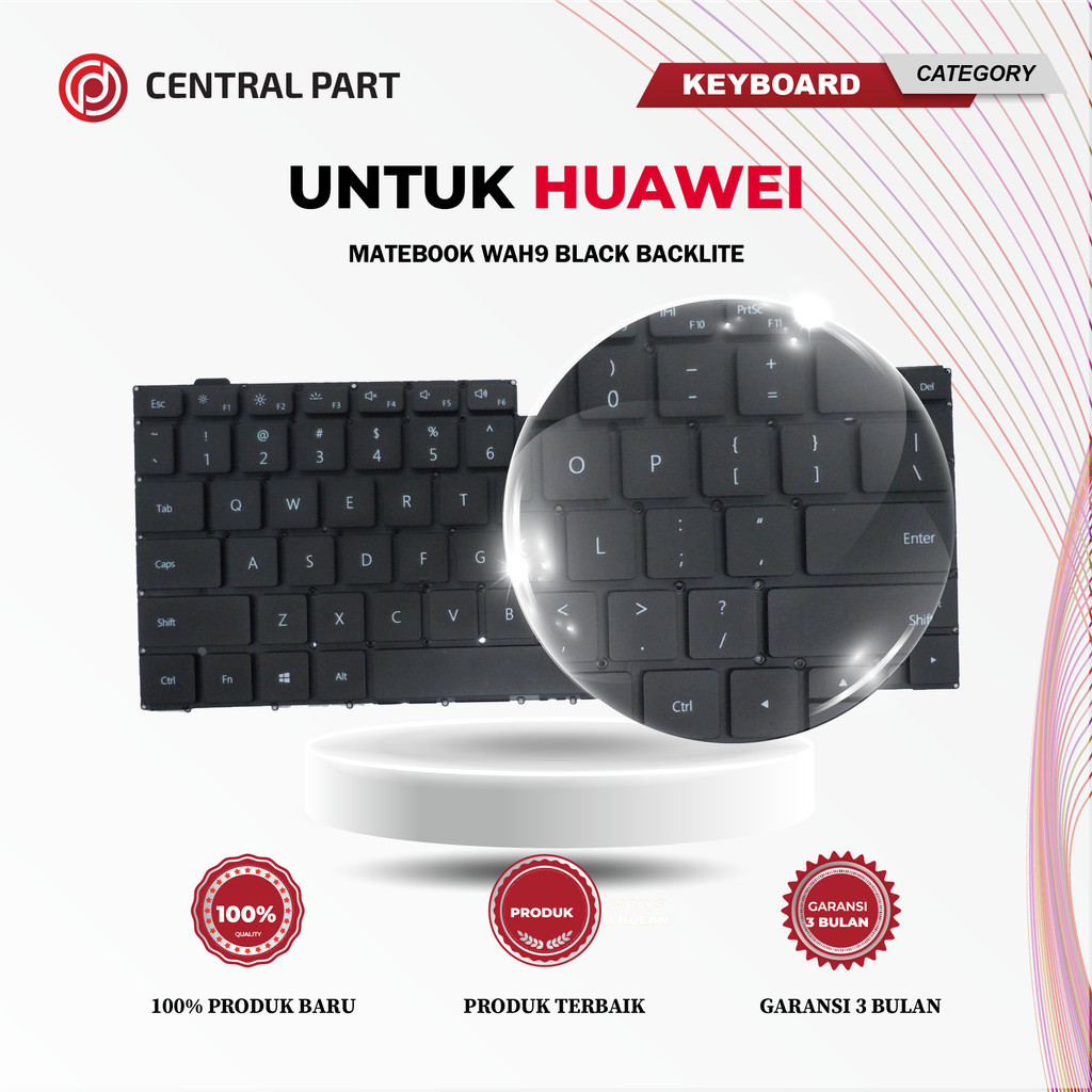 คีย์บอร์ดสําหรับ Huawei Matebook WAH9 สีดํา Backlite