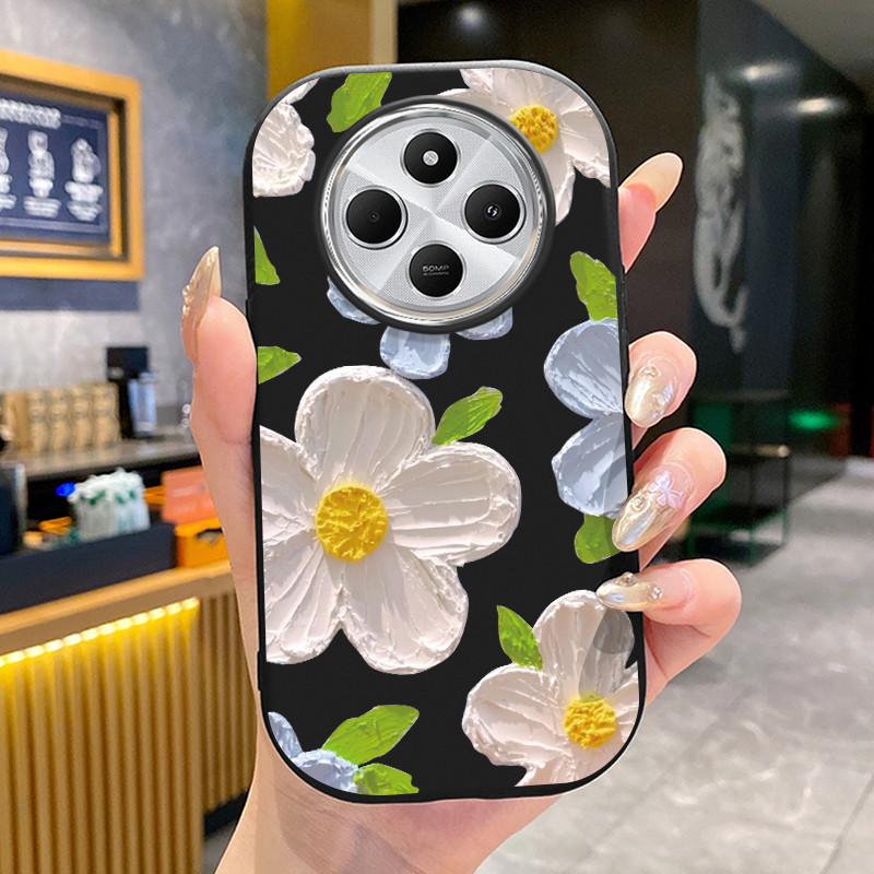 เคสสำหรับ Xiaomi Redmi 14C 4G 14C 5G A4 5G 14R 5G POCO C75 5G POCO M7 5G เคสโทรศัพท์ดอกไม้กลมและอ้วนเสื้อแจ็กเก็ตผ้านุ่ม