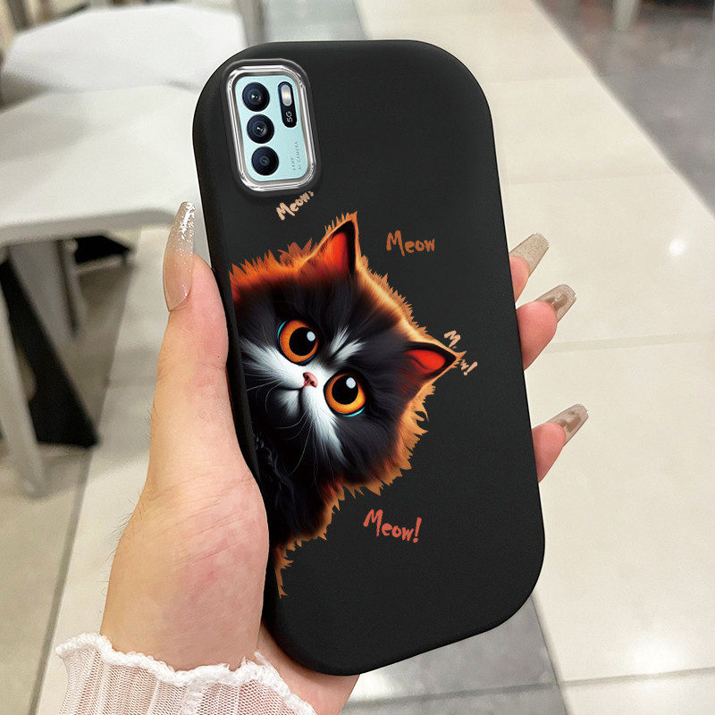 เคสสำหรับ OPPO Reno 6Z 5G Reno 6 5G Reno6 Z 5G เคสโทรศัพท์แมวสัตว์น่ารักกลมและอ้วนเสื้อแจ็กเก็ตผ้านุ่ม