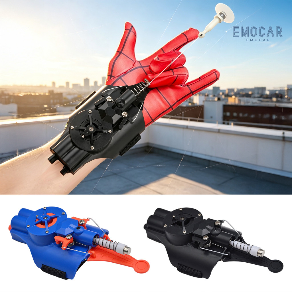 Emocar เด็ก Spider Silk Launcher ของเล่น, USB Rechrageable Web Shooter ที่มีถ้วยทําลาย, เด็ก String 