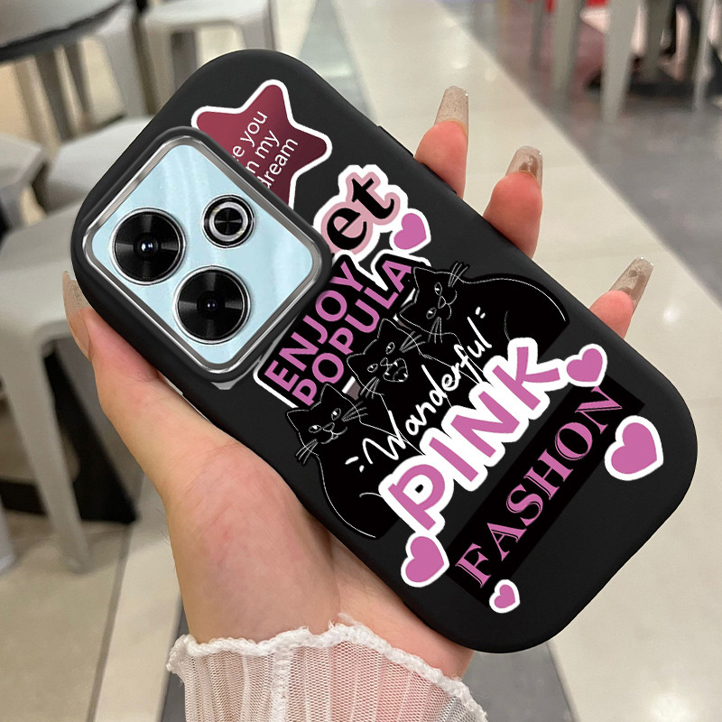 เคส ใช้ได้กับ Xiaomi Redmi 13 4G 13 5G 13C POCO C65 กรณีสีดําการ์ตูนแมว