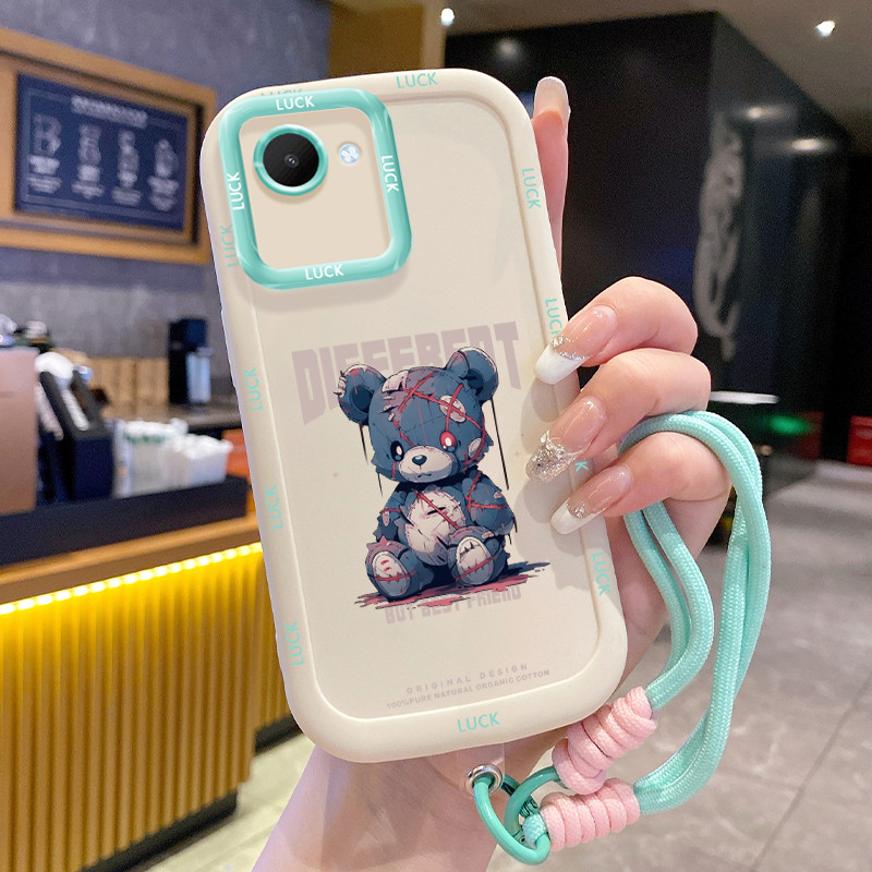 เคสสำหรับ Realme C30 C30s Narzo 50i Prime เคสโทรศัพท์หมีกระต่ายซิลิโคนสายคล้องกันกระแทก