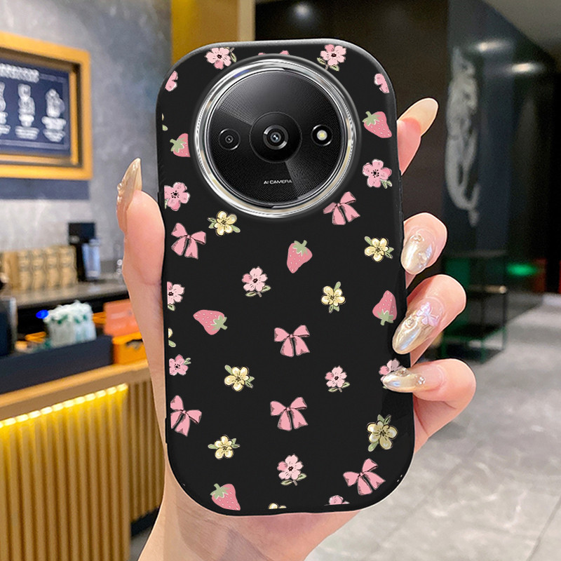 เคสสำหรับ Xiaomi Redmi A3 A3X POCO C61 เคสโทรศัพท์กุทัณฑ์ดอกไม้กลมและอ้วนซิลิโคนซอฟต์เชลล์
