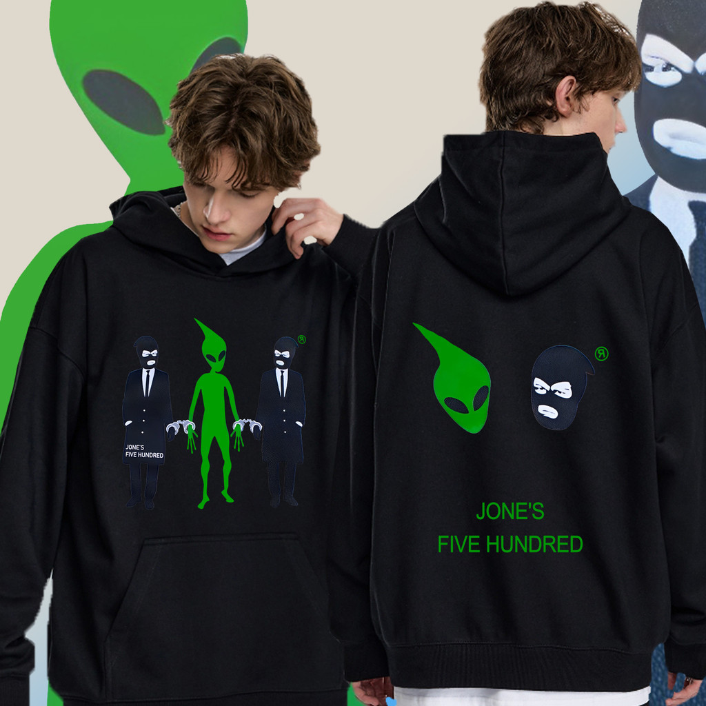 Hoodie JONE500 M-3xl COLLECTION พิมพ์ลาย Hoodie แขนยาวสำหรับผู้ชายและผู้หญิง - ดำ/ขาว/แดง