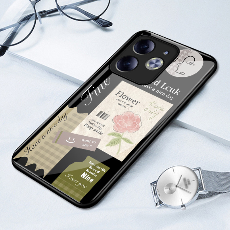 เคสสำหรับ Tecno Pova 6 Pova 6 Pro Pova 6 Neo เคสโทรศัพท์แก้วดอกไม้ป้องกันการตกช็อตเต็ม
