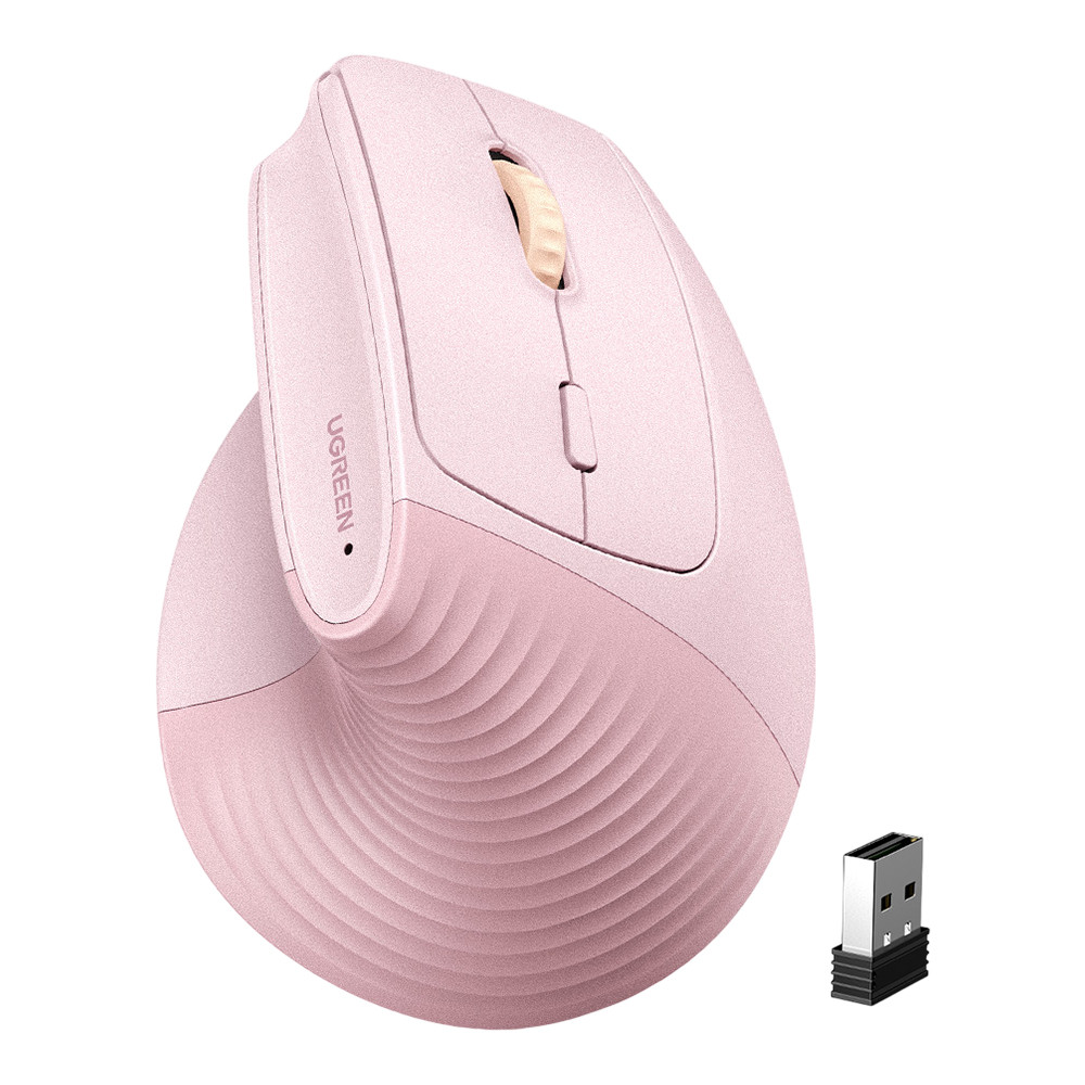 WIRELESS MOUSE (เมาส์ไร้สาย) UGREEN M571P MULTI-MODE WIRELESS VERTICAL MOUSE - PINK 65666 \\\