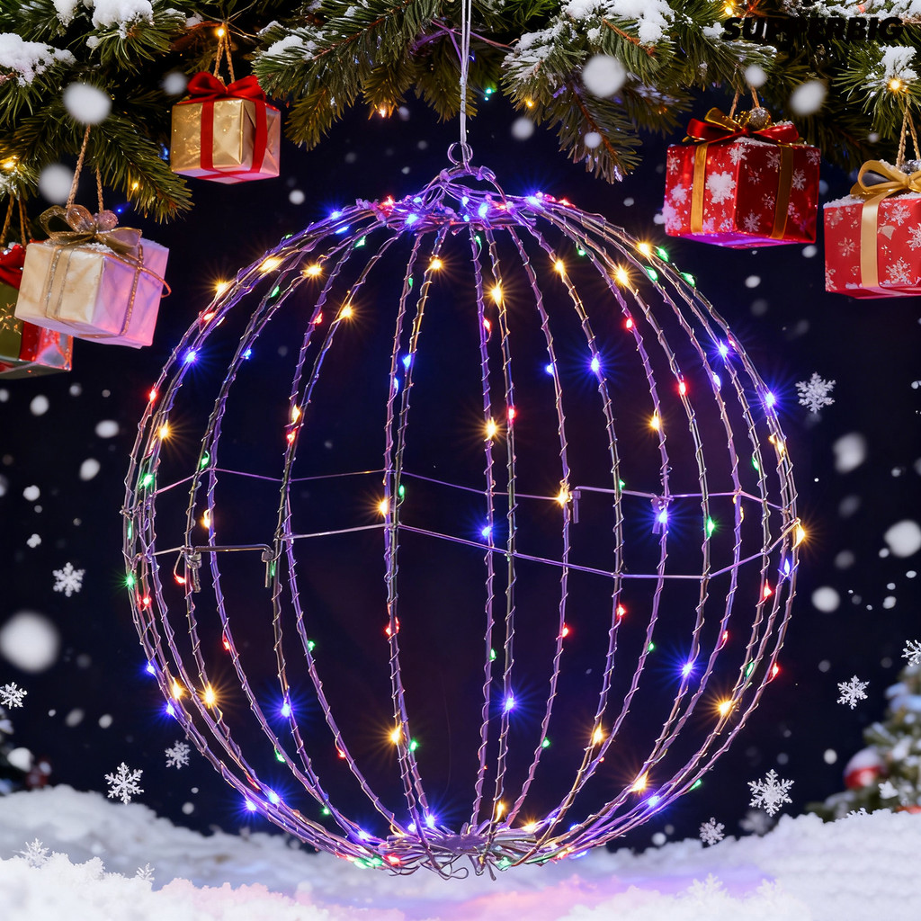 Supperbig คริสต์มาส LED Light Ball พับขนาดใหญ่ Sphere สําหรับต้นไม้กรอบโลหะทรงกลมสําหรับในร่มกลางแจ้