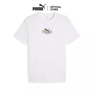 PUMA Basics เสื้อยืดพิมพ์ลายตัวอักษร PUMA สำหรับผู้ชาย สีขาว - 68803202
