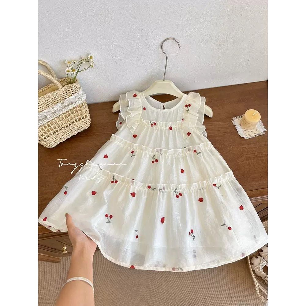 KUMORU (3-8Y) GIRLS CHERRY WHITE DRESS - D2605007