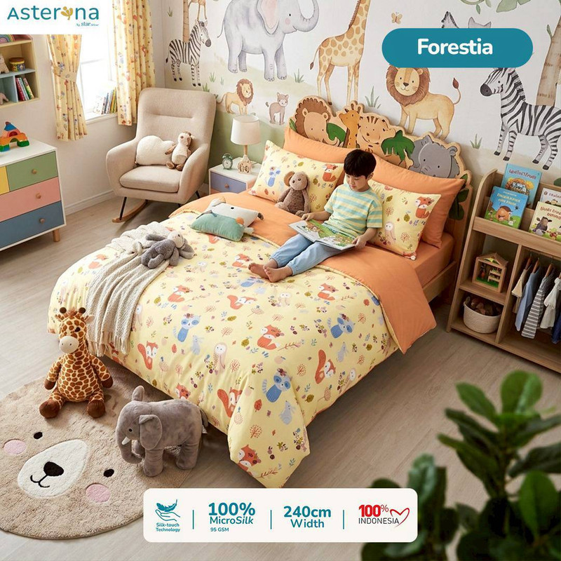 ผ้าปูที่นอน Microsilk ASTERINA พรีเมี่ยมพร้อมลาย Foresta