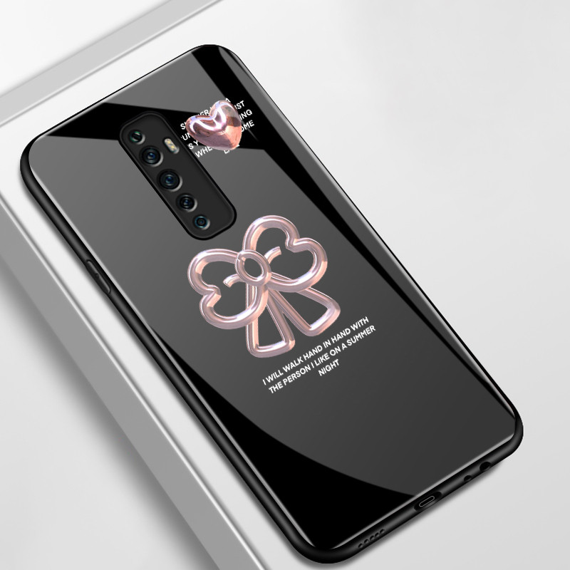 เคสสำหรับ OPPO Reno 2F Reno 2Z Reno 2 Reno เคสโทรศัพท์กุทัณฑ์รูปหัวใจผีเสื้อสุนัขกระต่ายเปลือกแก้วกันกระแทก
