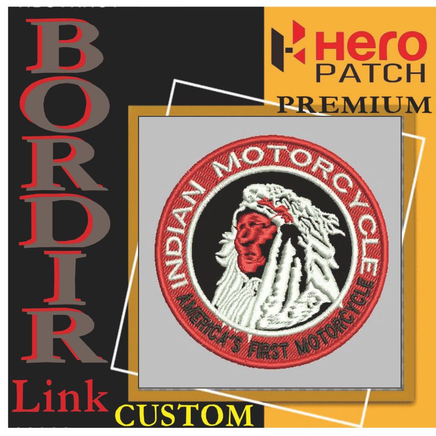 HP-409 INDIAN MOTORCYCLE AMERICA FIRST MOTOR LOGO EMBROIDERY PATCH