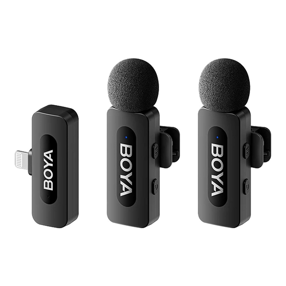 WIRELESS MICROPHONE (ไมโครโฟนไร้สาย) BOYA BY-V2 V2.0 2 MIC + LIGHTNING RECEIVER - BLACK ::