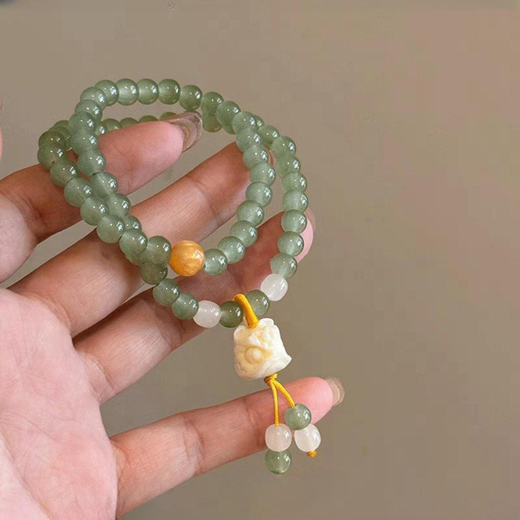 สร้อยข้อมือกระดิ่งผู้หญิงเทรนด์ใหม่พร้อมหิน SPK490.4598 BSTVTLT [DoRa Jewelry] - ใบไม้ พลาสติก ที่ยึ