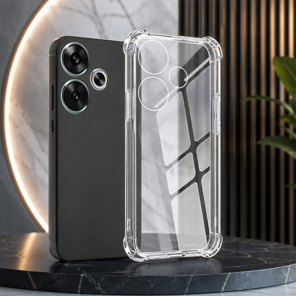 เคส tpu สีดํา Xiaomi Poco F6 / Redmi Turbo 3 vs โปร่งใสยืดหยุ่นเพื่อจํากัดการตก