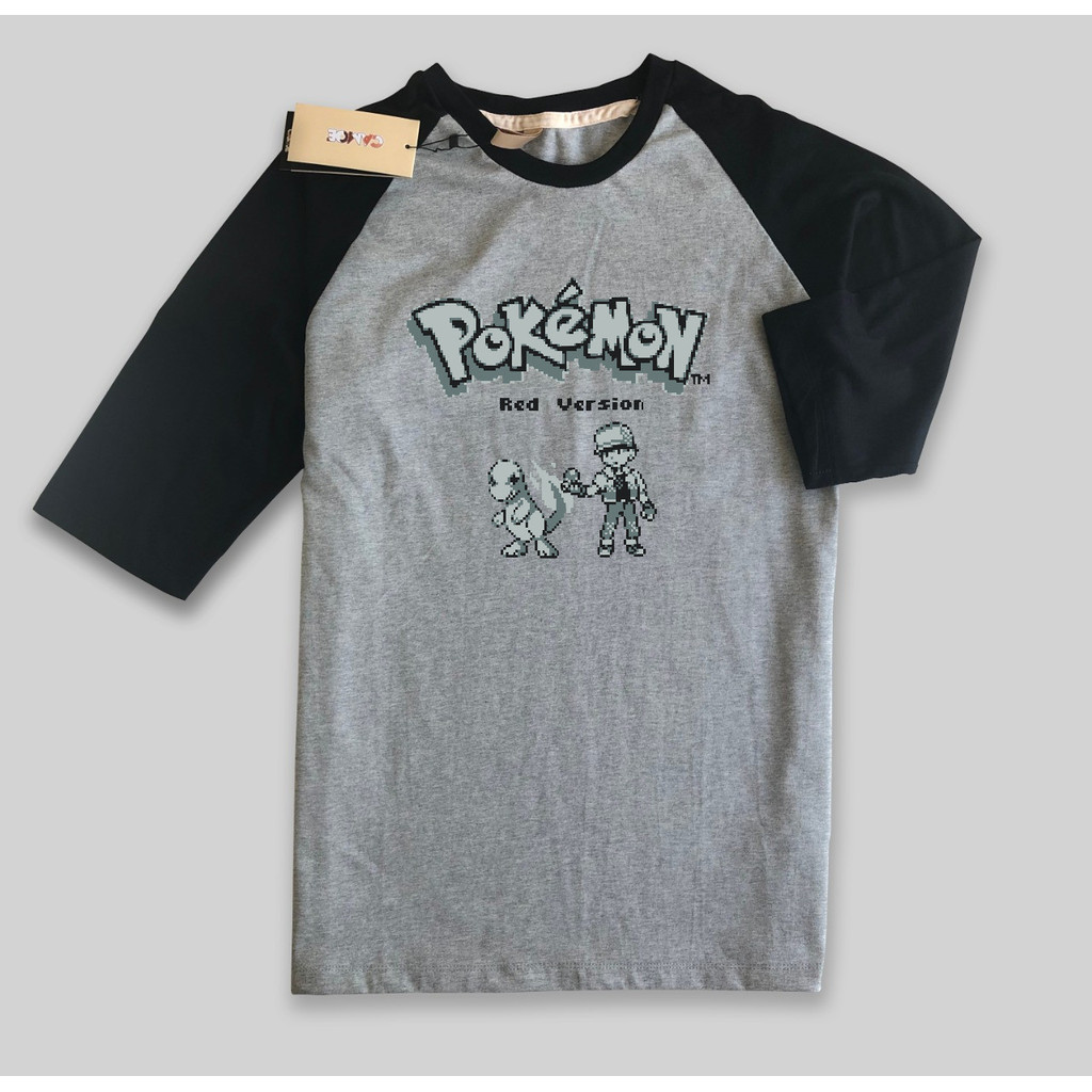 เสื้อยืด Raglan UT Pokemon Pixel Art Pokemon Red Version Cover Charmander