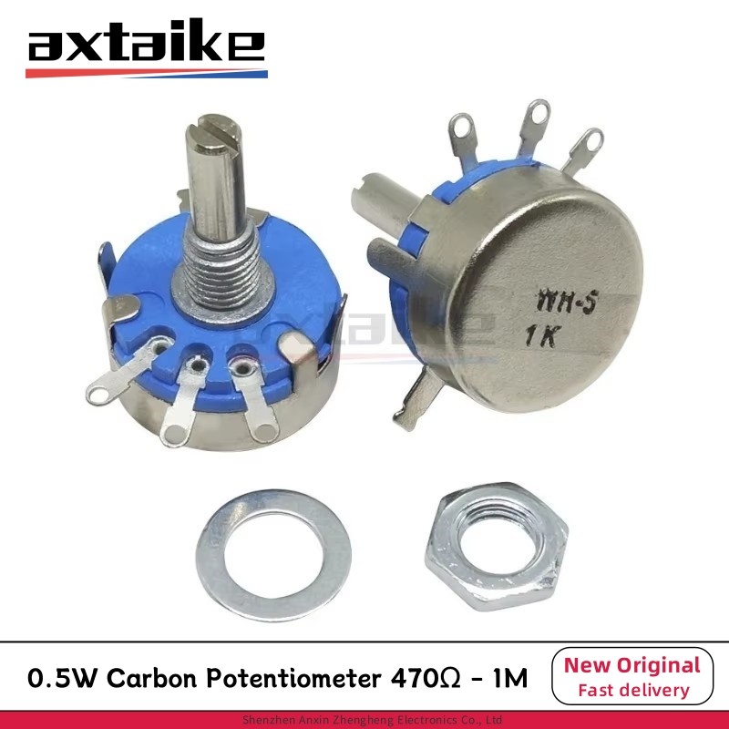 5PCS 0.5W 470Ω - 1M Carbon Potentiometer WH5-1A 470R 1K 1.5K 2.2K 4.7K 10K 22K 47K 100K 220K 470K Oh