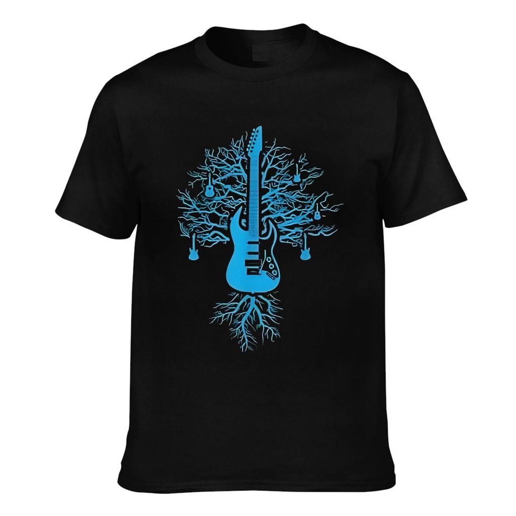 แฟชั่นพิมพ์ Tree Of Life Guitar Casual Mens Tee