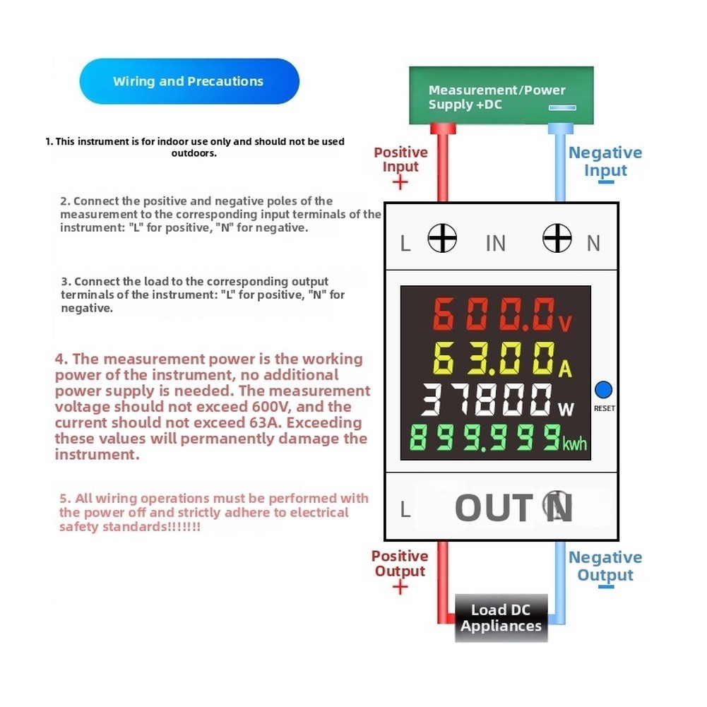 8ใหม่Rail DC Multi-function Meter Digital Voltage Current Energy Meter สําหรับ RVs Solar