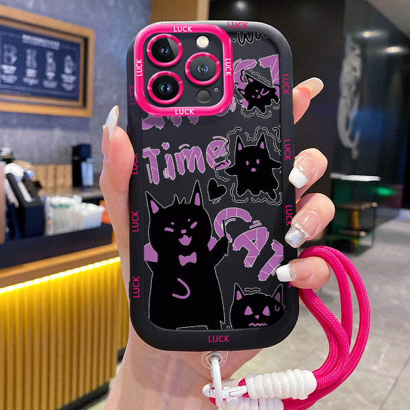 IPhone 11 11 Pro 11 Pro Max 12 12 Pro 12 Pro Max 13 13 Pro 13 Pro Max Case พร้อม Lanyard Ghost Soft 