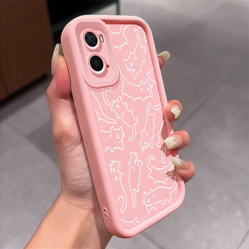 เคสสำหรับ OPPO A36 A76 A96 เคสโทรศัพท์แมวสัตว์น่ารักกลมและอ้วนเสื้อแจ็กเก็ตผ้านุ่ม