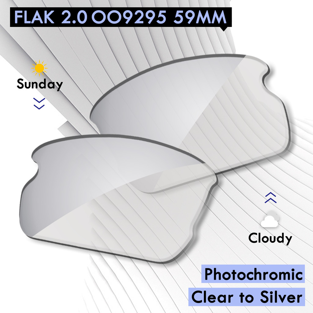 Photochromic Clear to Silver-AUTO Lens Replacement for Flak 2.0 OO9295 59mm Sunglass