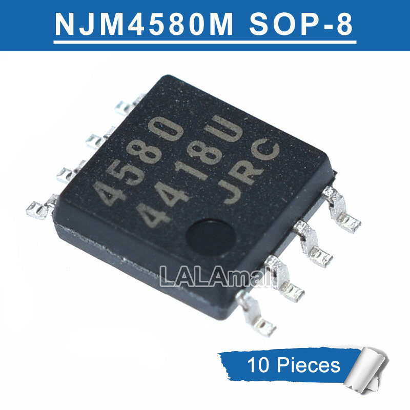 10pcs NJM4580M 4580 JRC DMP-8 SMD Dual Operational Amplifier IC Chip ใหม่เดิม
