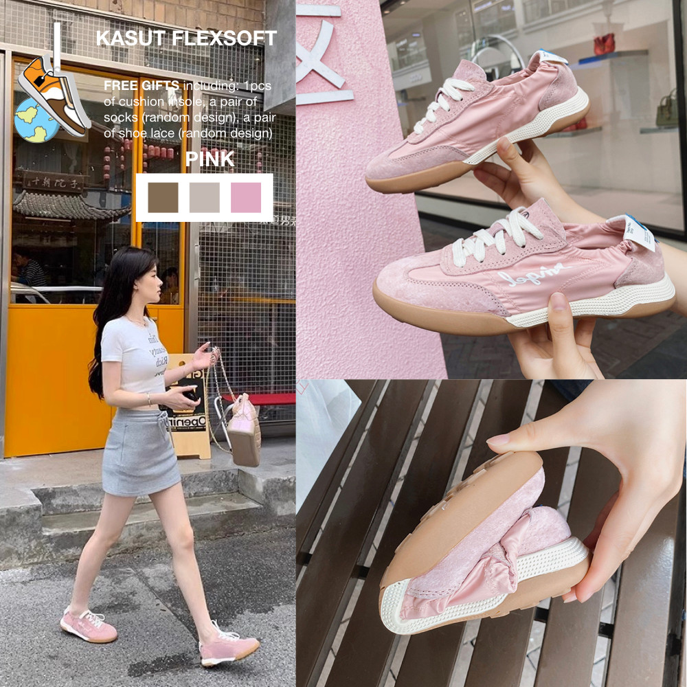 TAELLO 36-40 ONLINE EXCLUSIVE รองเท้าผ้าใบสีชมพู FLEXIBLE SOLE ออกแบบน่ารักรองเท้าสเก็ตรองเท้าผ้าใบผ