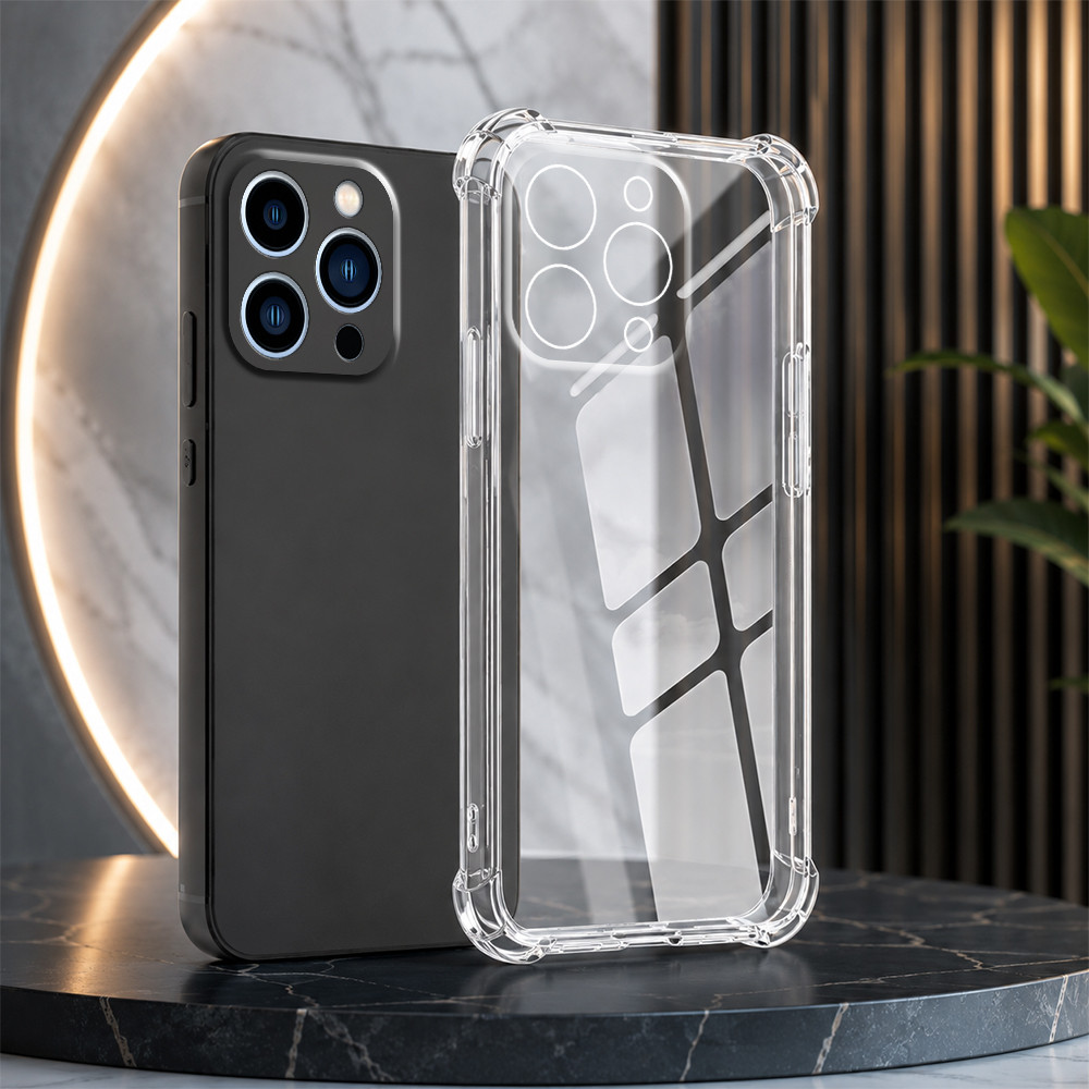 Iphone 13 13 Pro 13 Pro Max 13 Mini เคส tpu สีดํา vs โปร่งใสยืดหยุ่นเพื่อจํากัดการตก