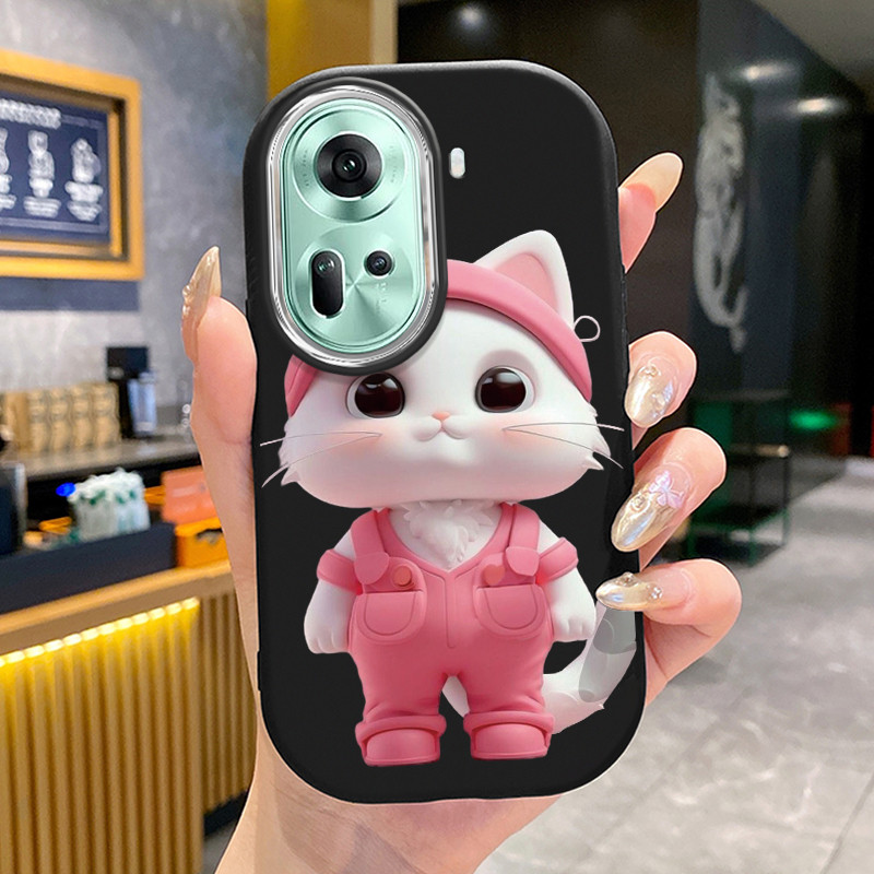 เคสสำหรับ OPPO Reno 11 5G 11 Pro 5G 11F 5G เคสโทรศัพท์แมวกลมและอ้วนเสื้อแจ็กเก็ตผ้านุ่ม