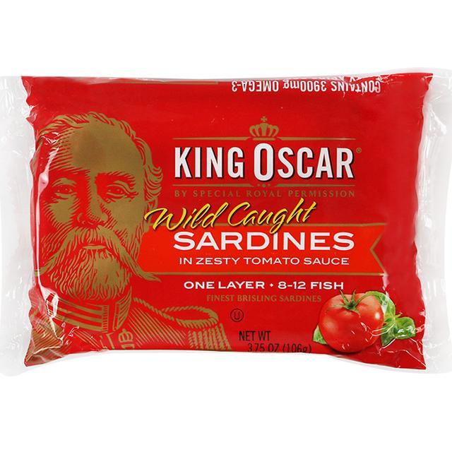 👒 คิงออสการ์ปลาซาร์ดีนในซอสมะเขือเทศ 106กรัม 🎡 SKU 0034800006122 🛶 King Oscar Brisling Sardines Zest