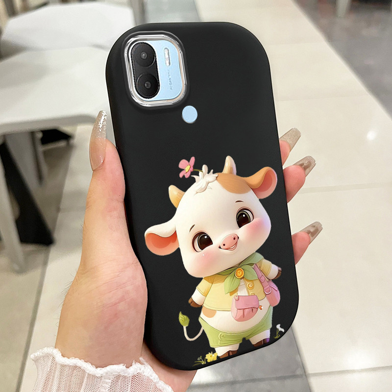 เคสสำหรับ Xiaomi Redmi A1+ A2+ A1 Plus A2 Plus เคสโทรศัพท์วัวสัตว์น่ารักกลมและอ้วนเสื้อแจ็กเก็ตผ้านุ่ม